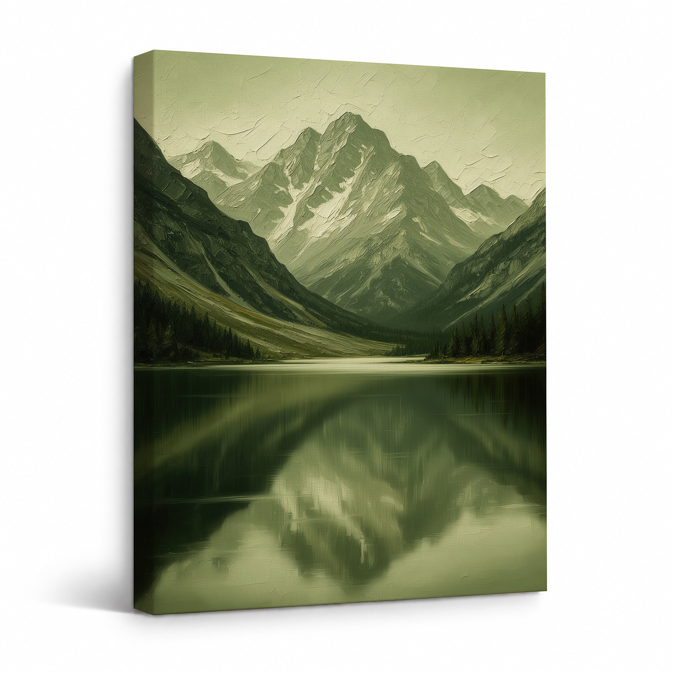 Serene Mountain Lake Reflection Framed Canvas Wall Art - Ready to Hang