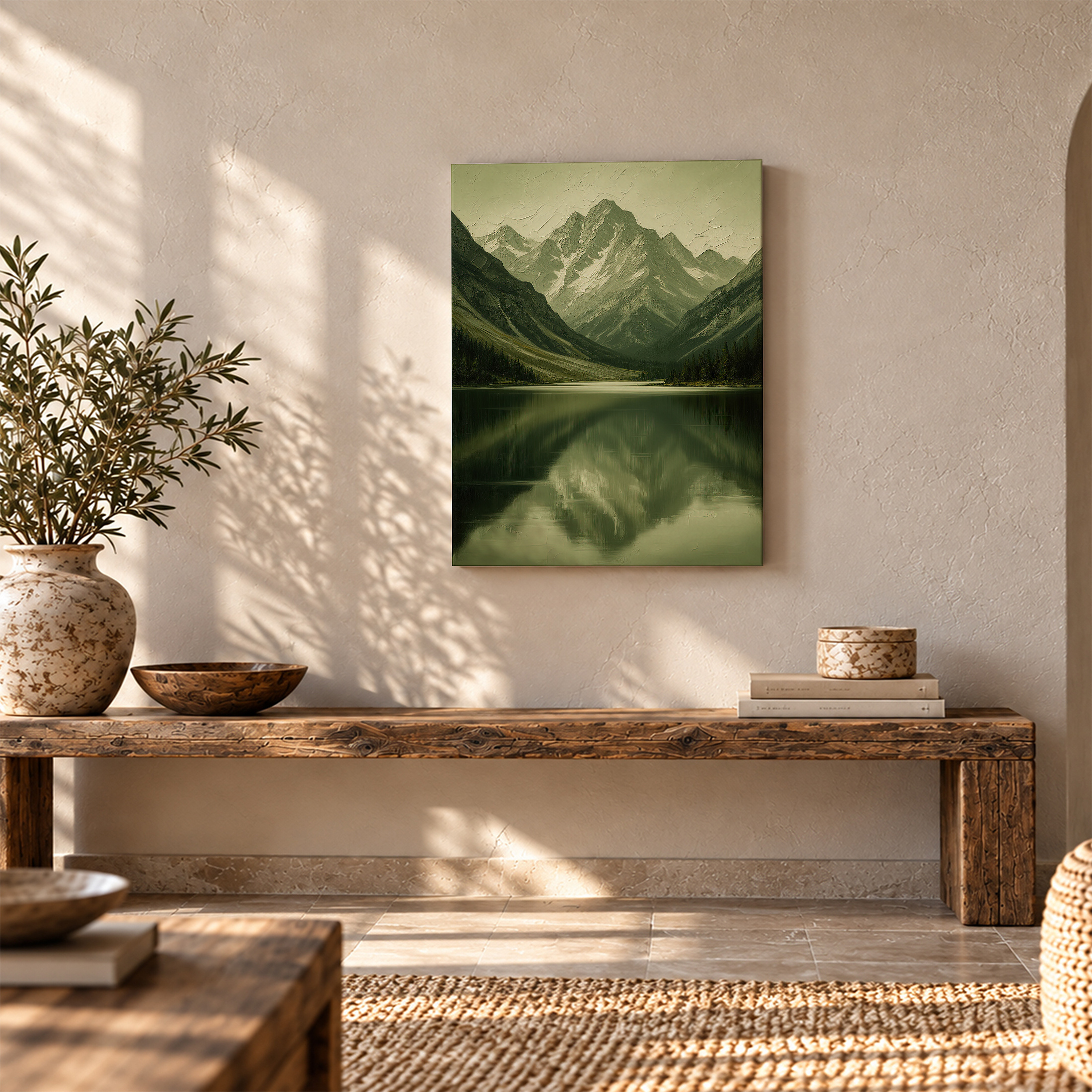Serene Mountain Lake Reflection Framed Canvas Wall Art - Ready to Hang - Image 5