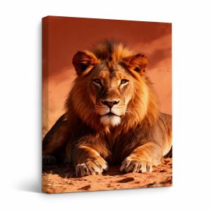 Serengeti Lion Sunset Framed Canvas Wall Art - Ready to Hang