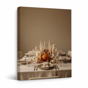 Thanksgiving Dinner Table Framed Canvas Wall Art - Ready to Hang