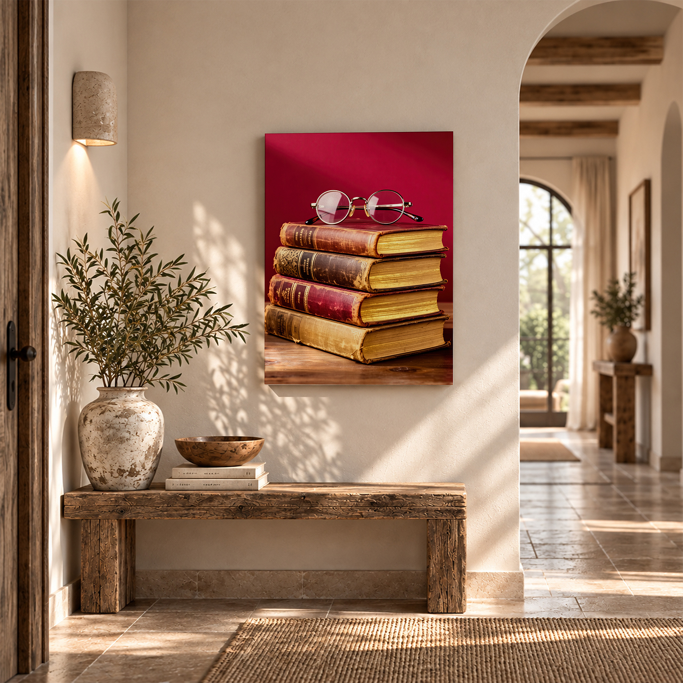 Vintage Books & Glasses Framed Canvas Wall Art | Ready to Hang - Image 6