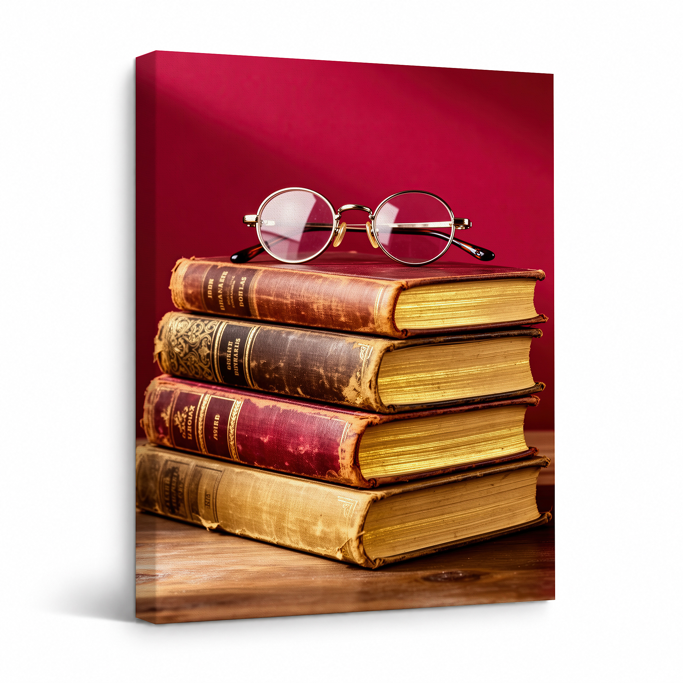 Vintage Books & Glasses Framed Canvas Wall Art | Ready to Hang