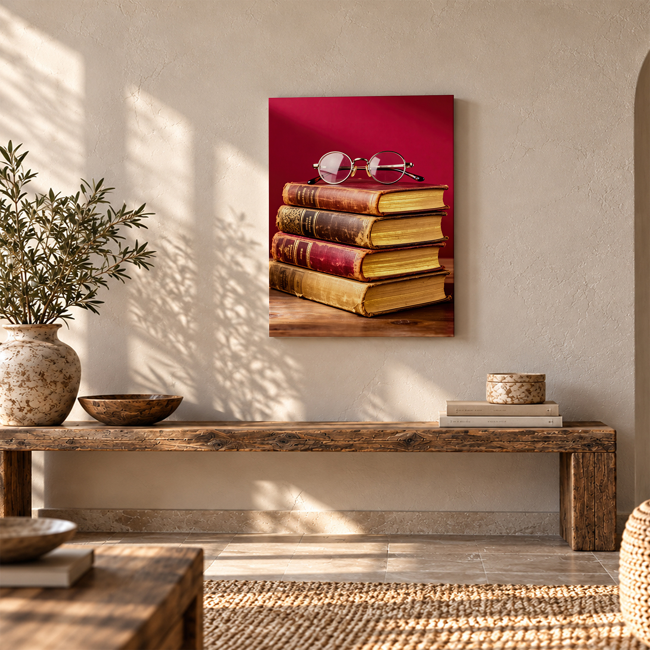 Vintage Books & Glasses Framed Canvas Wall Art | Ready to Hang - Image 5