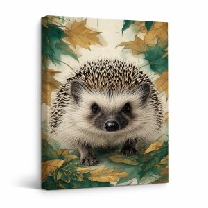 Autumn Hedgehog Framed Canvas Wall Art | Nature Art Print