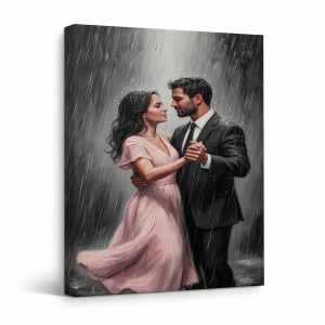 Rainy Dance Romance Framed Canvas Wall Art
