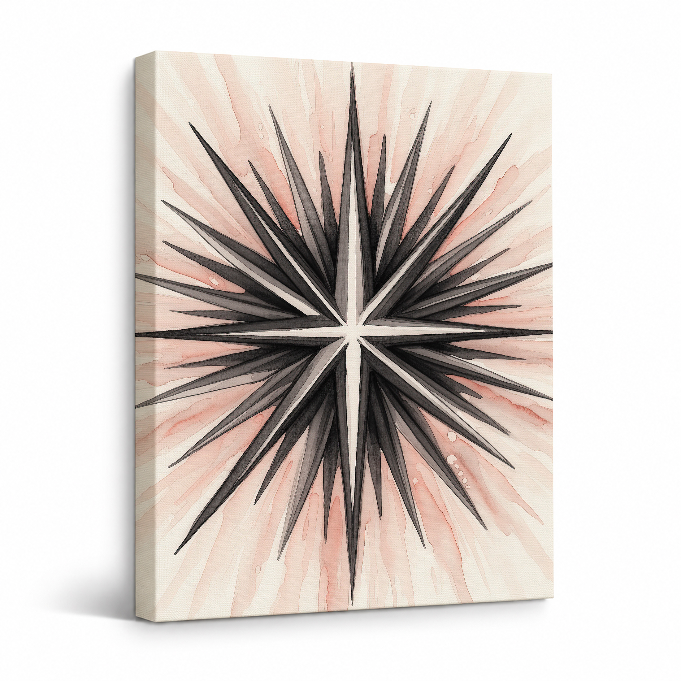 Pink Starburst Watercolor Framed Canvas Wall Art | Ready to Hang