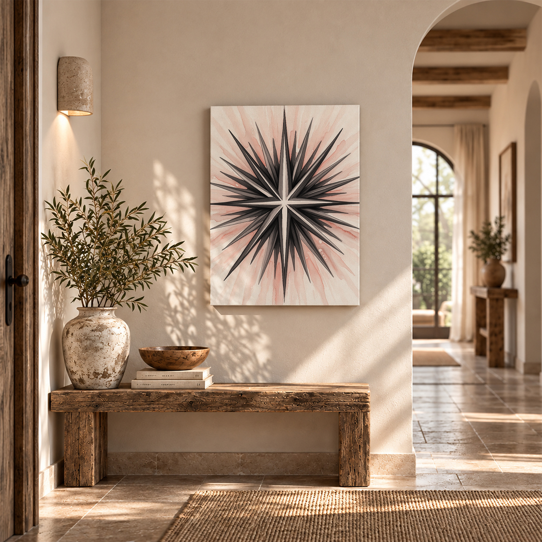 Pink Starburst Watercolor Framed Canvas Wall Art | Ready to Hang - Image 6