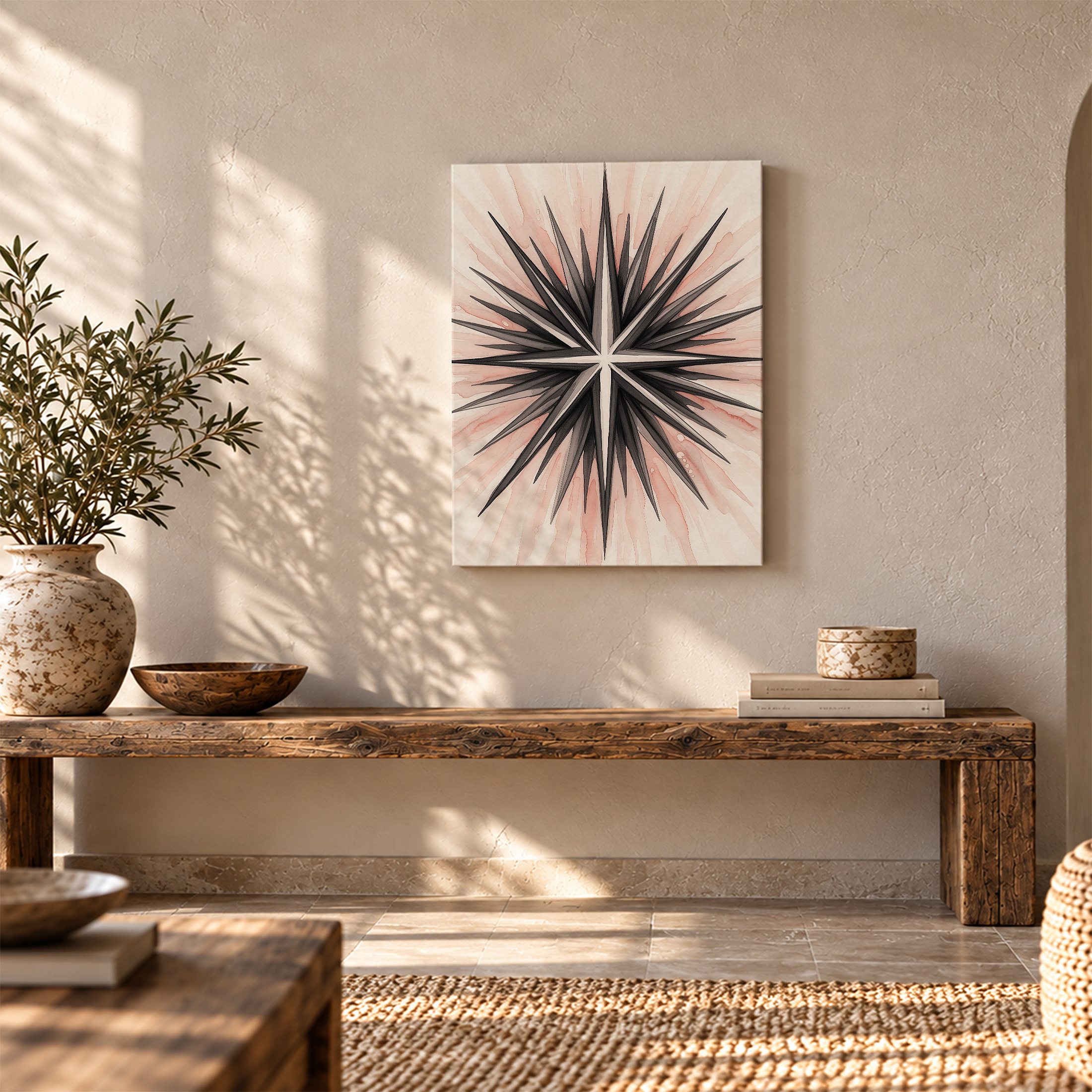 Pink Starburst Watercolor Framed Canvas Wall Art | Ready to Hang - Image 5