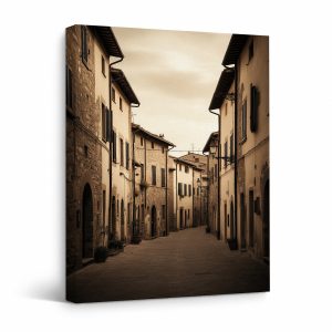 Vintage European Street Framed Canvas Wall Art - Ready to Hang