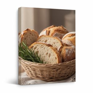 Rustic Bread Basket Framed Canvas Wall Art - Ready to Hang