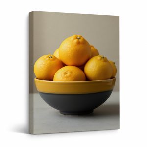 Framed Canvas Wall Art: Fresh Oranges Bowl Still Life Modern Decor