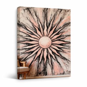 Pink Sunburst Abstract Framed Canvas Wall Art