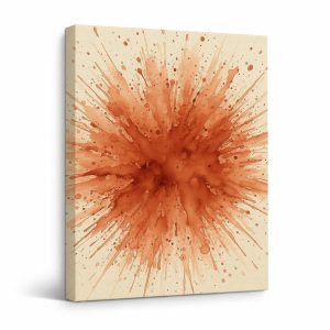Orange Watercolor Explosion Framed Canvas Wall Art - Ready to Hang