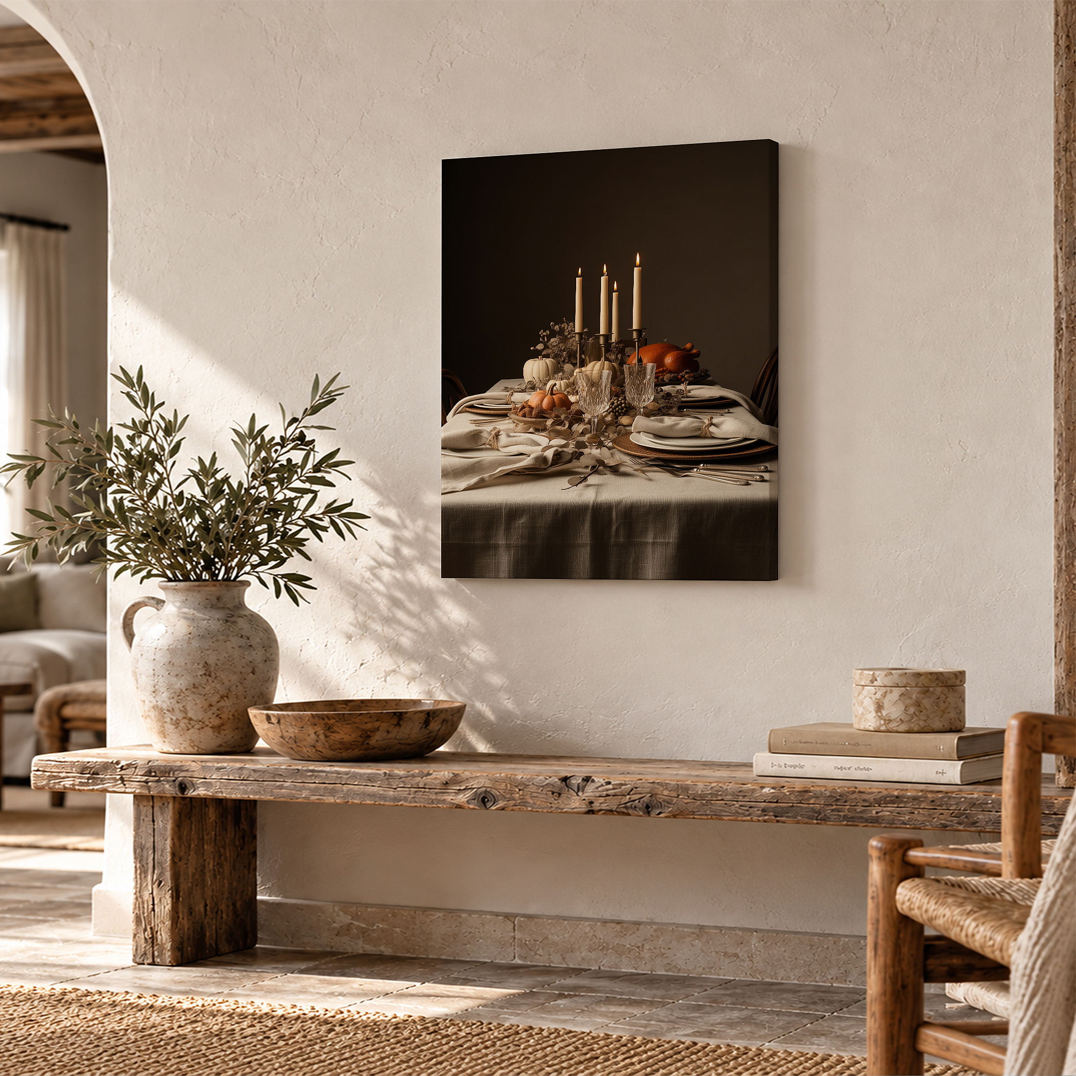 Thanksgiving Table Setting Framed Canvas Wall Art - Image 2