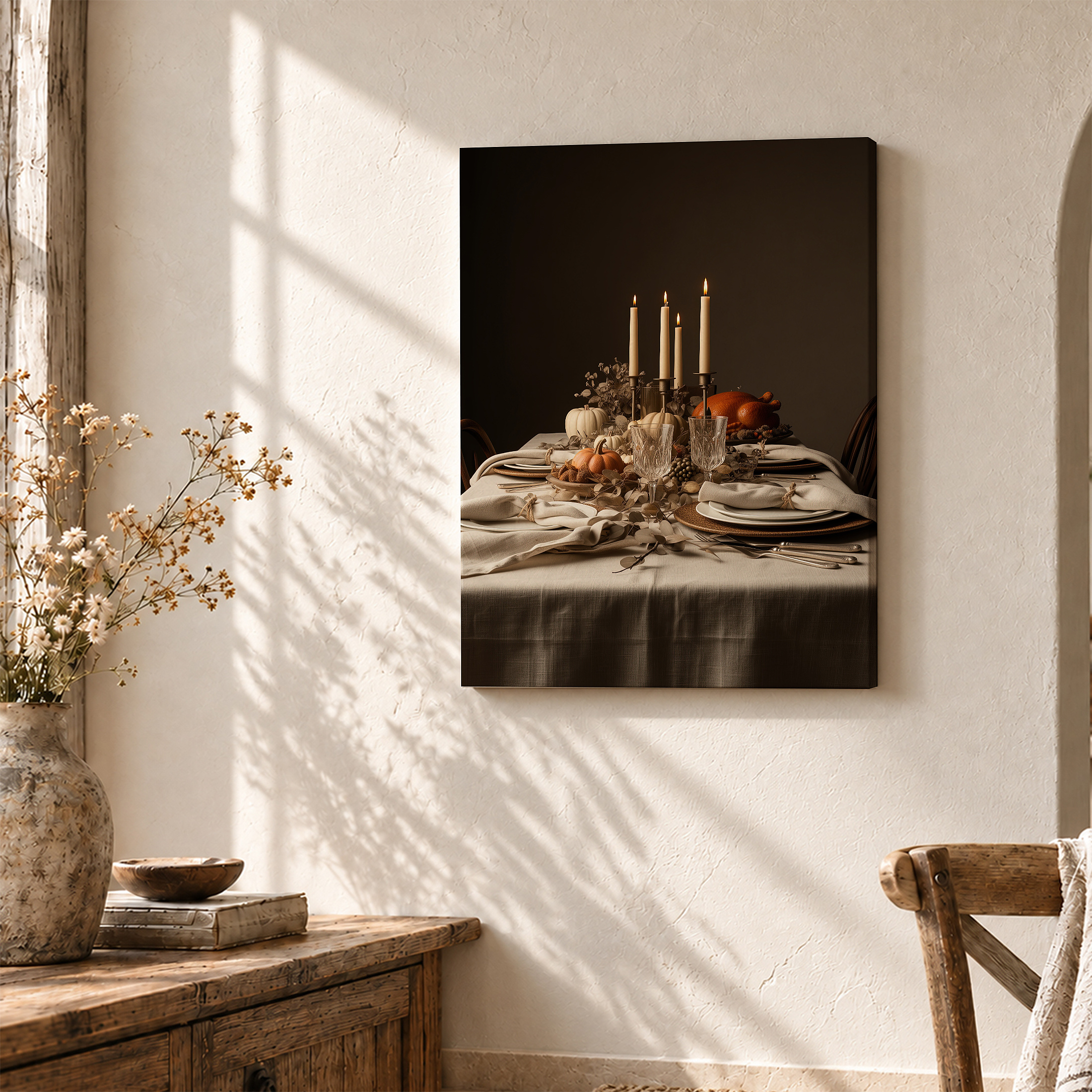 Thanksgiving Table Setting Framed Canvas Wall Art - Image 3