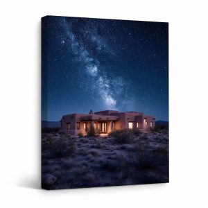 Desert Night Sky Milky Way House Framed Canvas Wall Art