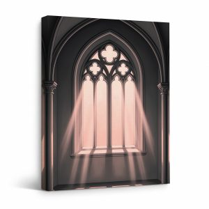 Gothic Cathedral Window Light Rays Framed Canvas Wall Art