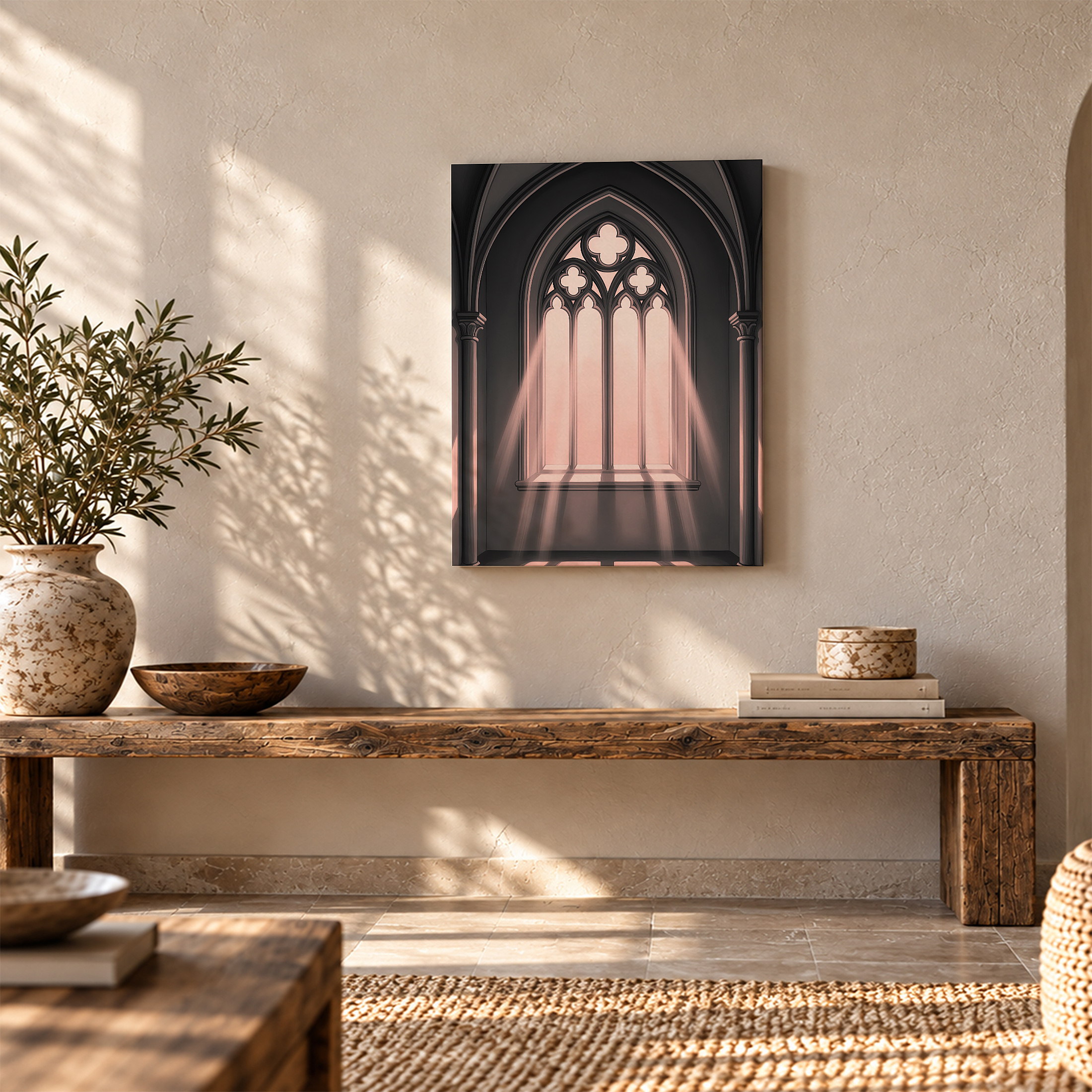 Gothic Cathedral Window Light Rays Framed Canvas Wall Art - Image 5