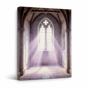 Gothic Chapel Light Rays Framed Canvas Wall Art - Ready to Hang