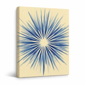 Blue Starburst Framed Canvas Wall Art - Modern Abstract Decor