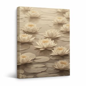 Serene Water Lilies Framed Canvas Wall Art - Ready to Hang