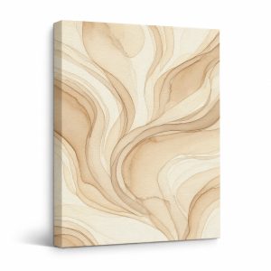 Beige Watercolor Abstract Framed Canvas Wall Art
