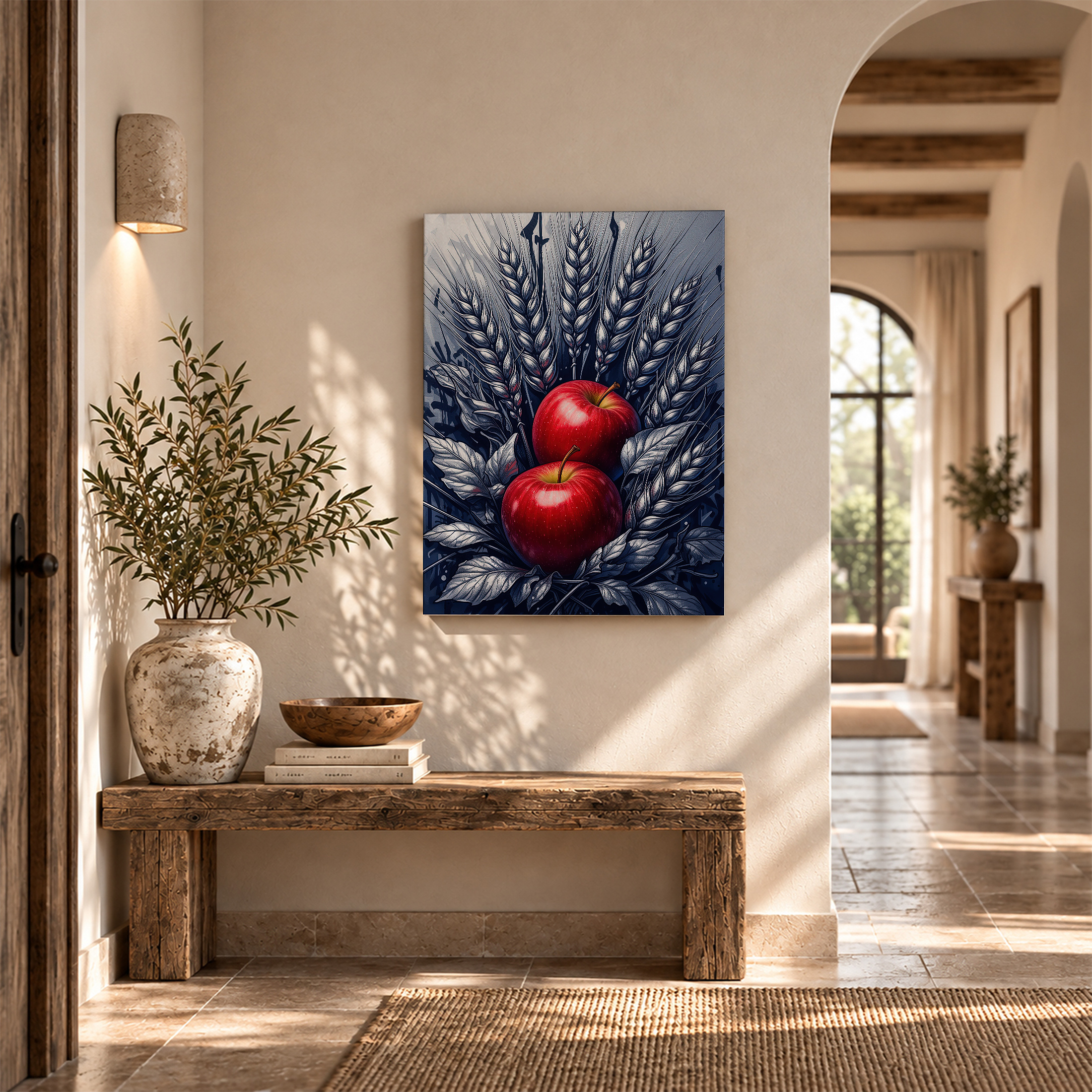 Red Apples and Wheat Framed Canvas Wall Art | Ready to Hang - Image 6