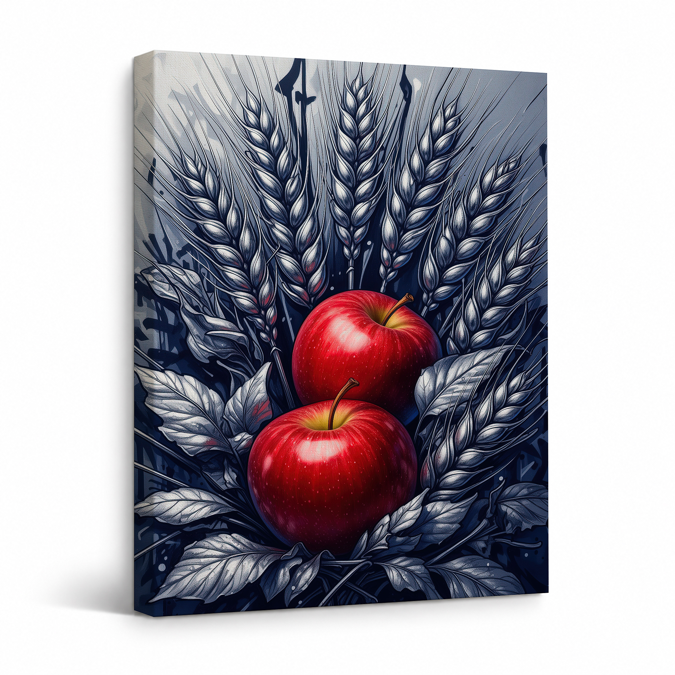 Red Apples and Wheat Framed Canvas Wall Art | Ready to Hang