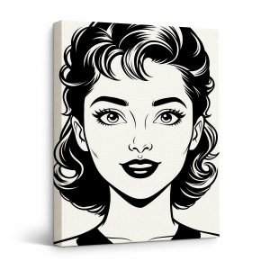 Retro Pin-Up Vintage Woman Framed Canvas Wall Art Ready to Hang