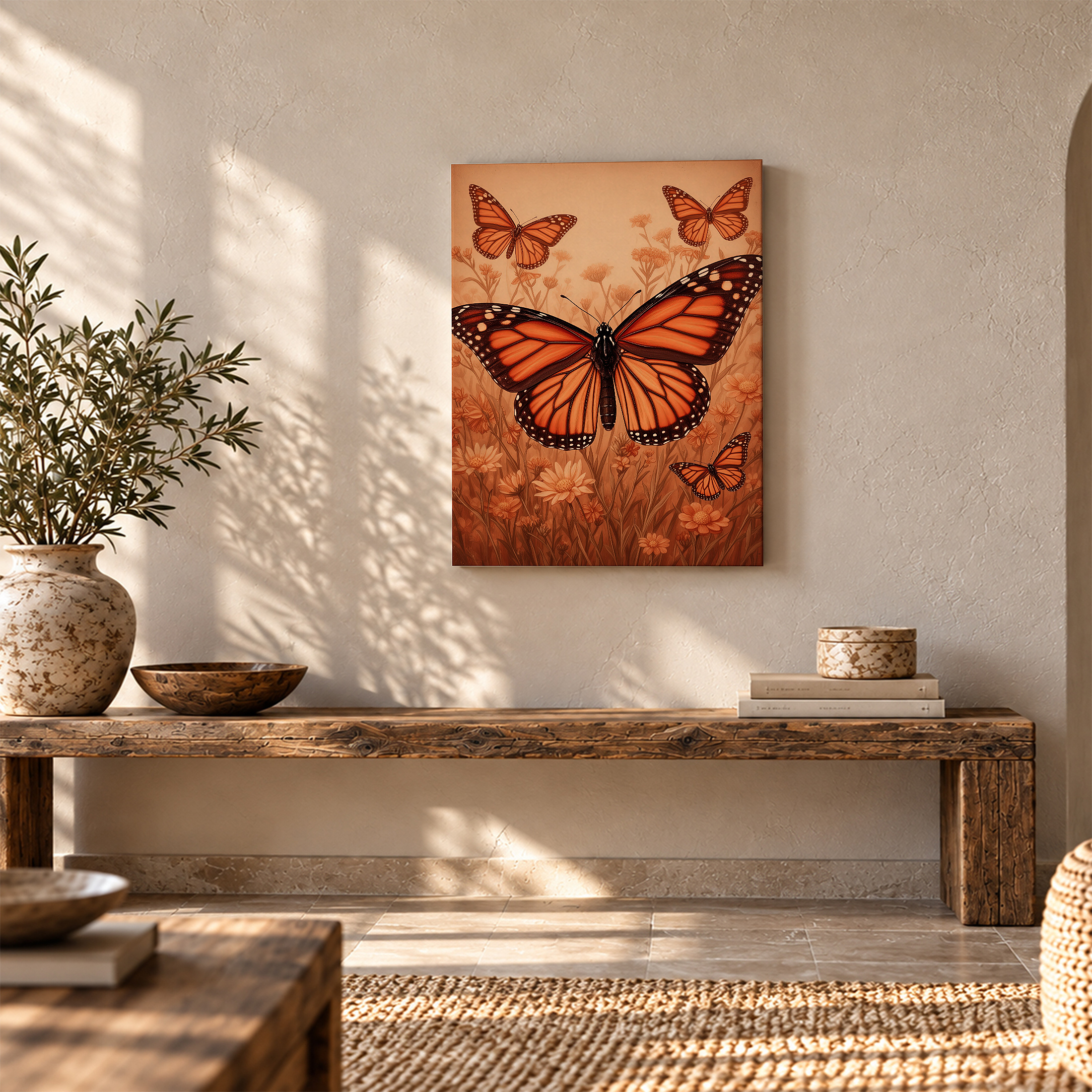 Monarch Butterflies in Field Framed Canvas Wall Art - Ready to Hang - Image 5