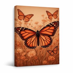 Monarch Butterflies in Field Framed Canvas Wall Art - Ready to Hang
