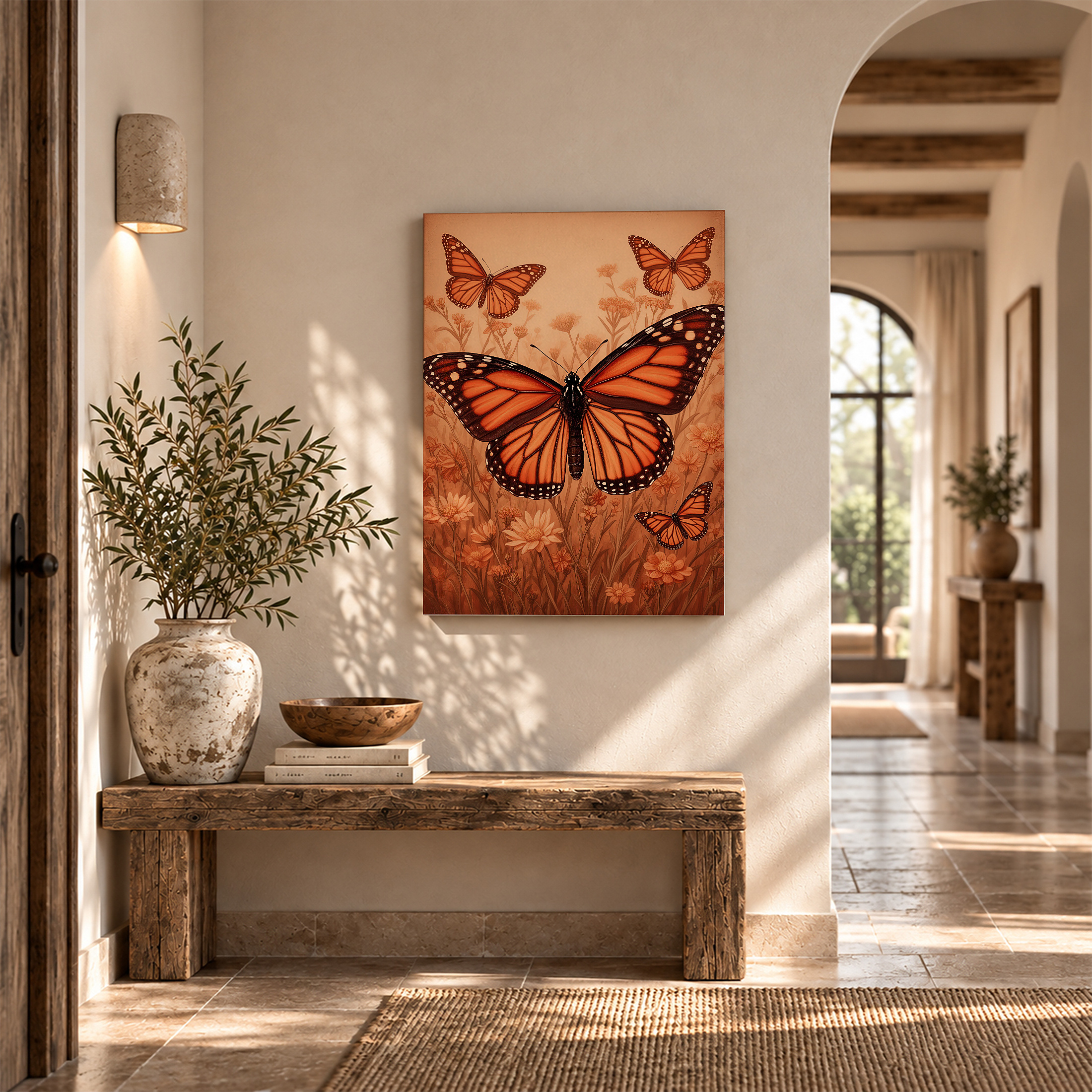 Monarch Butterflies in Field Framed Canvas Wall Art - Ready to Hang - Image 6