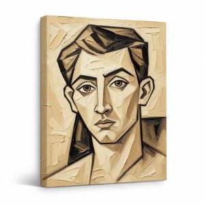 Geometric Cubist Portrait Framed Canvas Wall Art