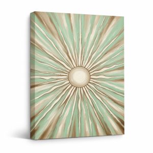 Mint Sunburst Framed Canvas Wall Art | Ready to Hang Modern Decor