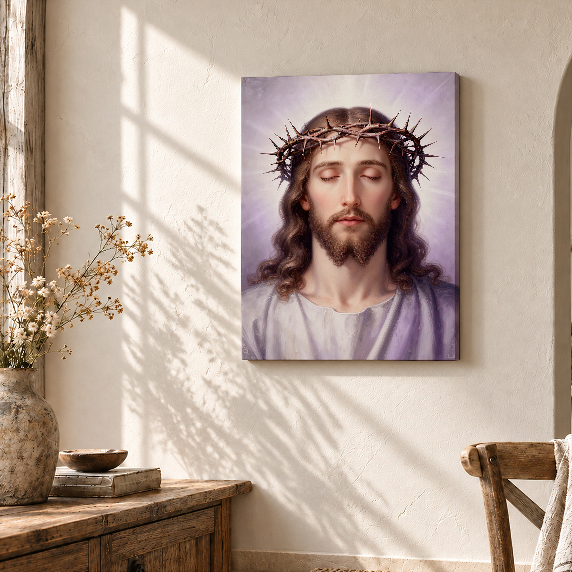 Crown of Thorns Serenity Framed Canvas Wall Art Ready to Hang - 3:4 Ratio - Image 3