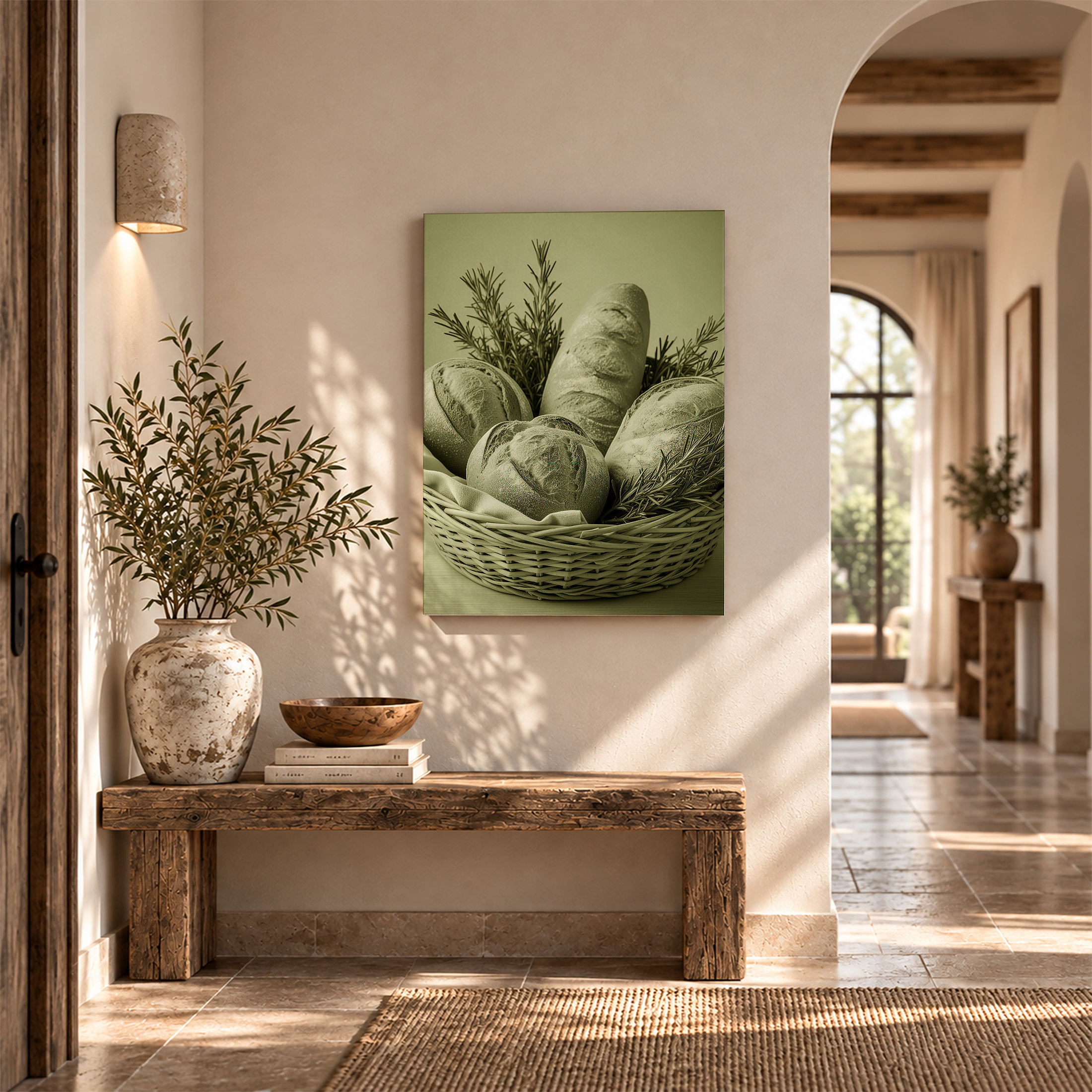 Rustic Bread & Rosemary Framed Canvas Wall Art Ready to Hang - Image 6