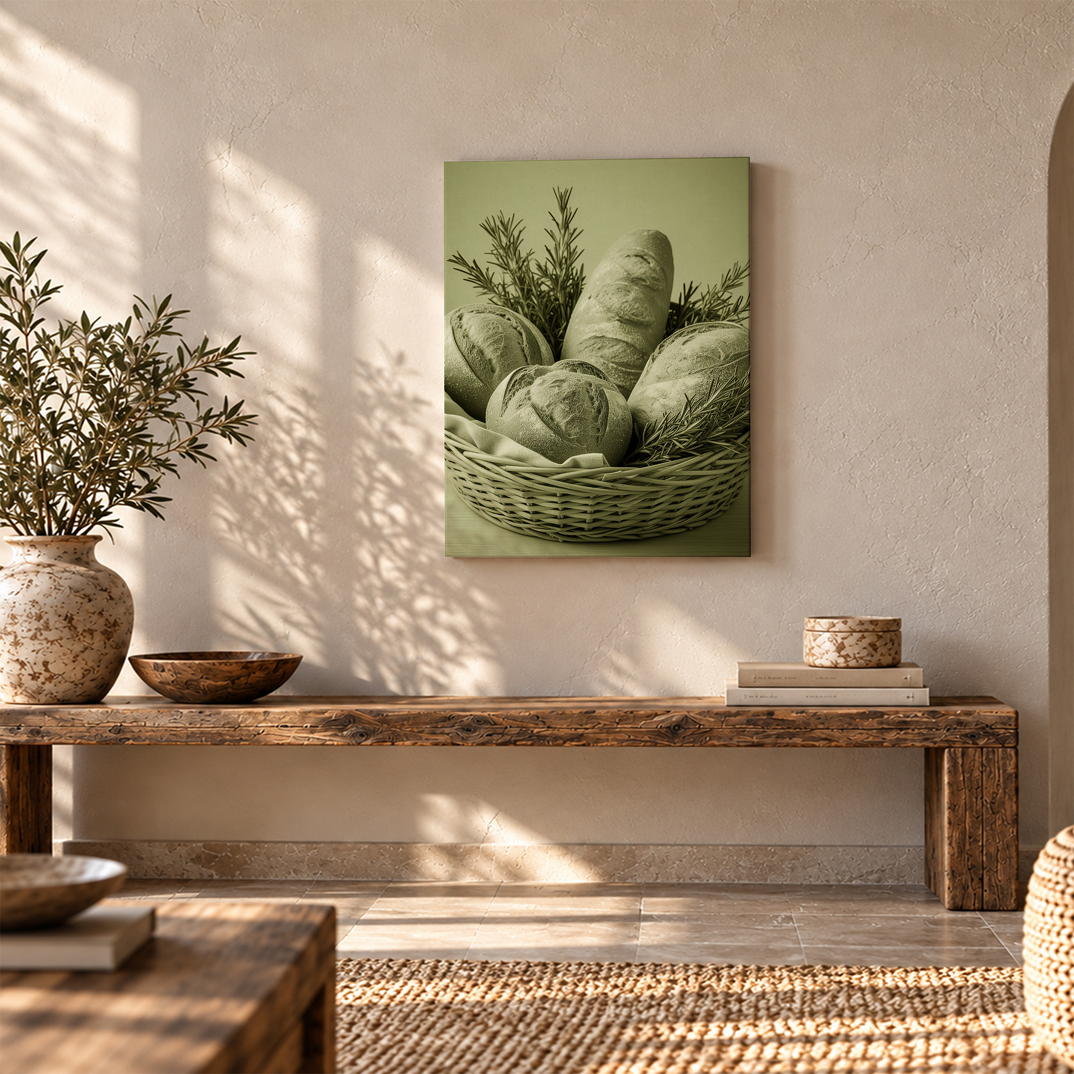 Rustic Bread & Rosemary Framed Canvas Wall Art Ready to Hang - Image 5