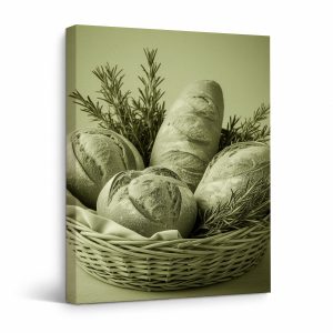 Rustic Bread & Rosemary Framed Canvas Wall Art Ready to Hang