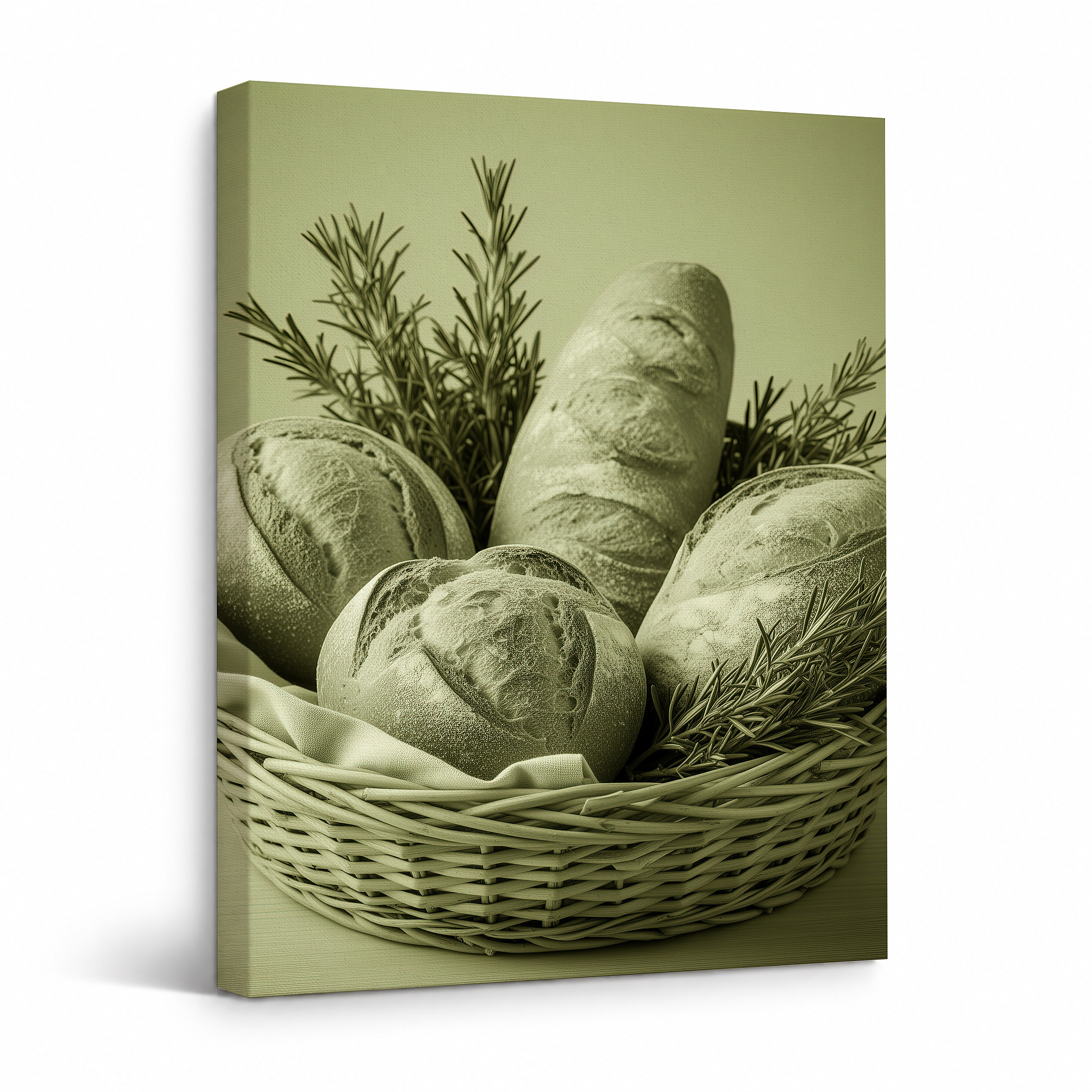 Rustic Bread & Rosemary Framed Canvas Wall Art Ready to Hang