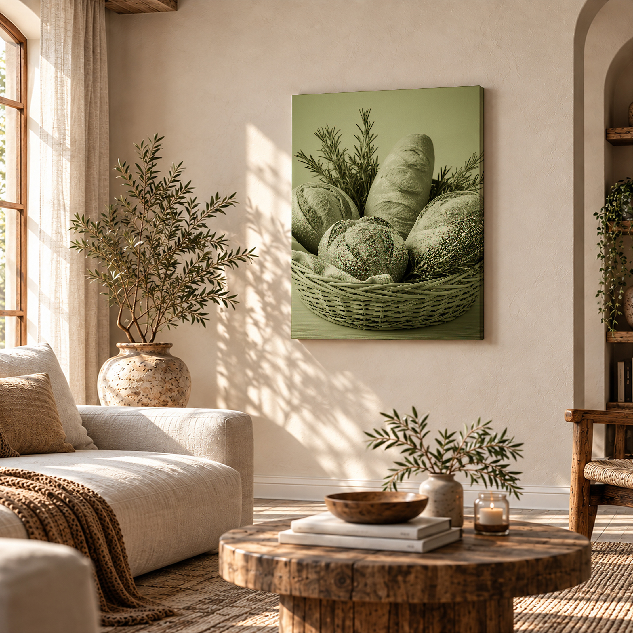 Rustic Bread & Rosemary Framed Canvas Wall Art Ready to Hang - Image 4