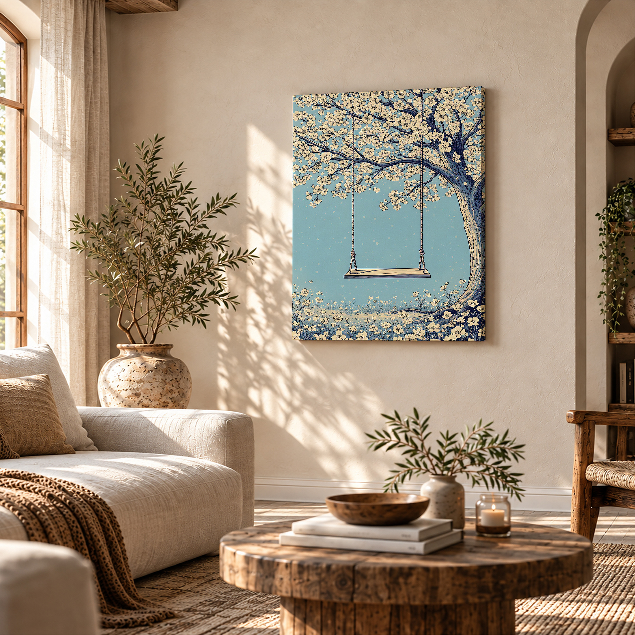 Cherry Blossom Swing Framed Canvas Wall Art - Image 4