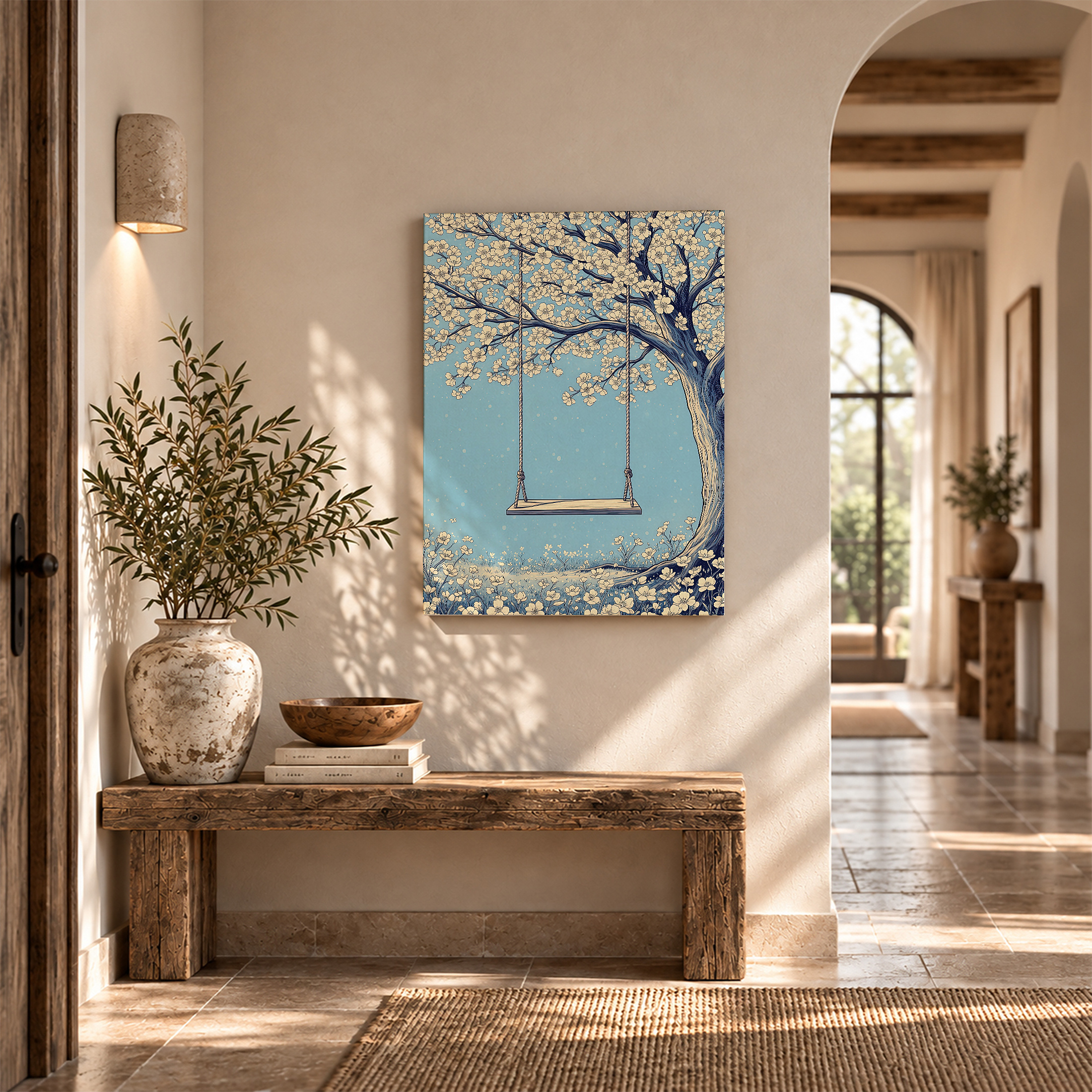 Cherry Blossom Swing Framed Canvas Wall Art - Image 6