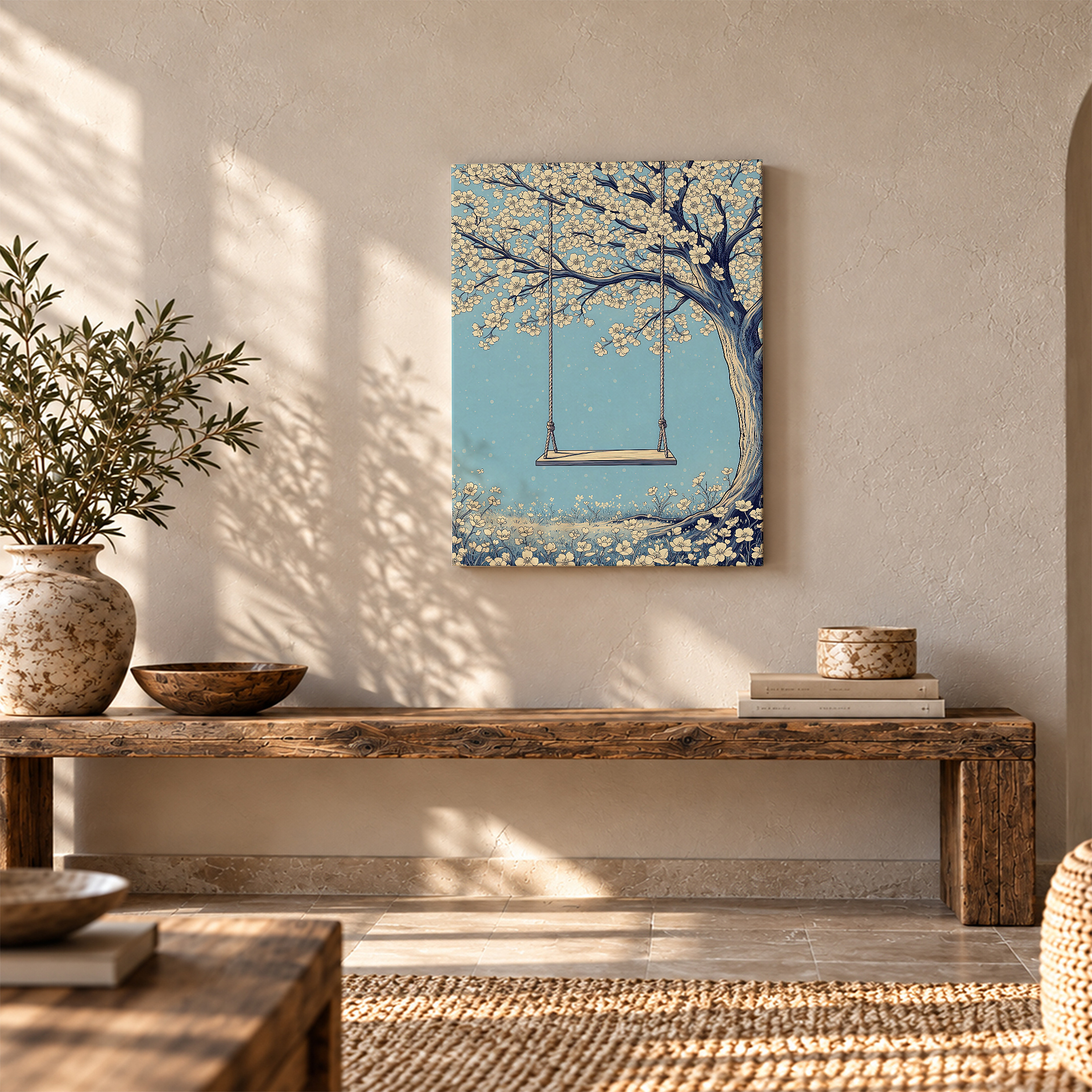 Cherry Blossom Swing Framed Canvas Wall Art - Image 5