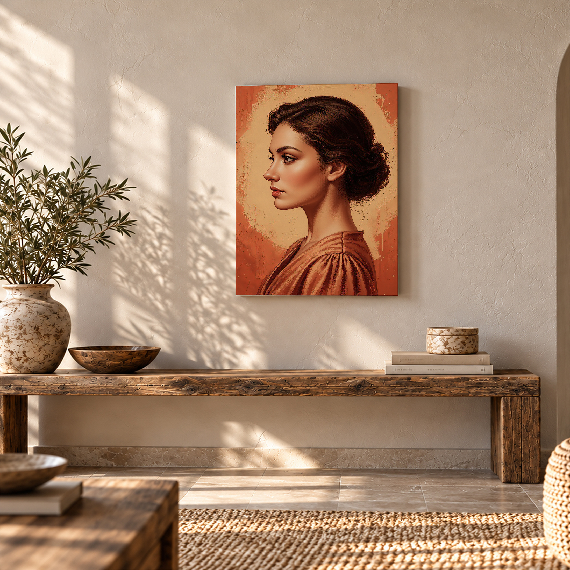 Warm Earth Tones Portrait Framed Canvas Wall Art - Image 5