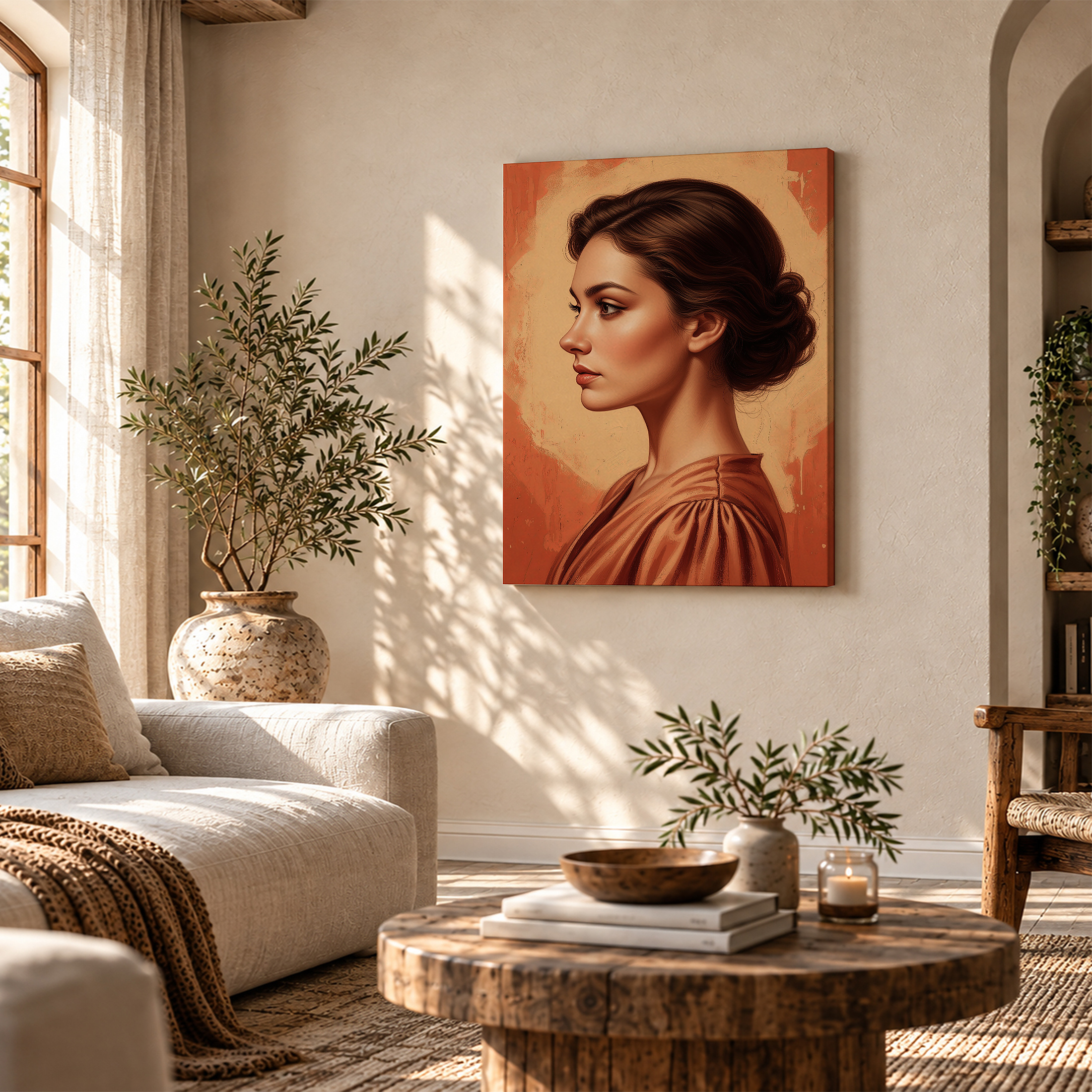 Warm Earth Tones Portrait Framed Canvas Wall Art - Image 4