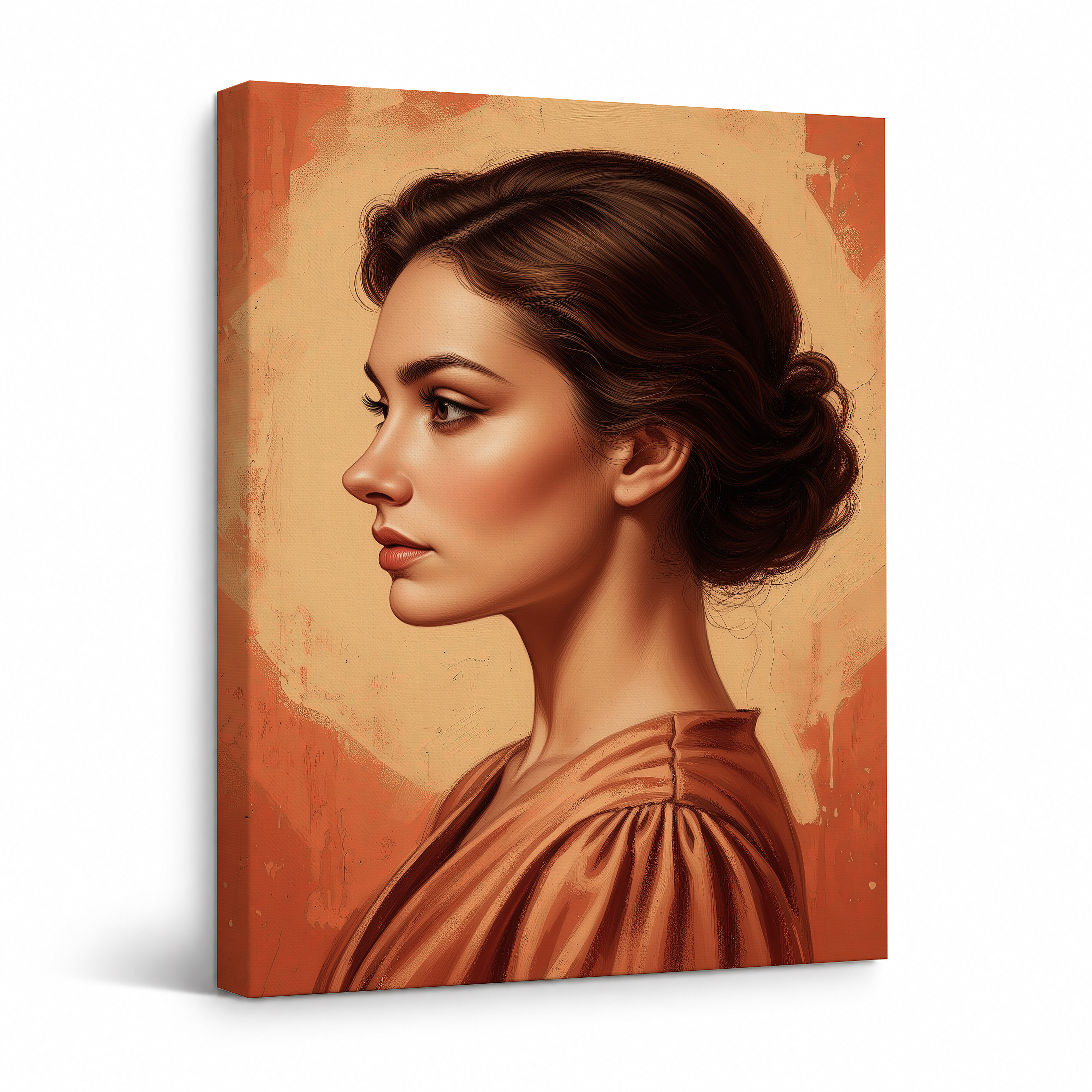 Warm Earth Tones Portrait Framed Canvas Wall Art