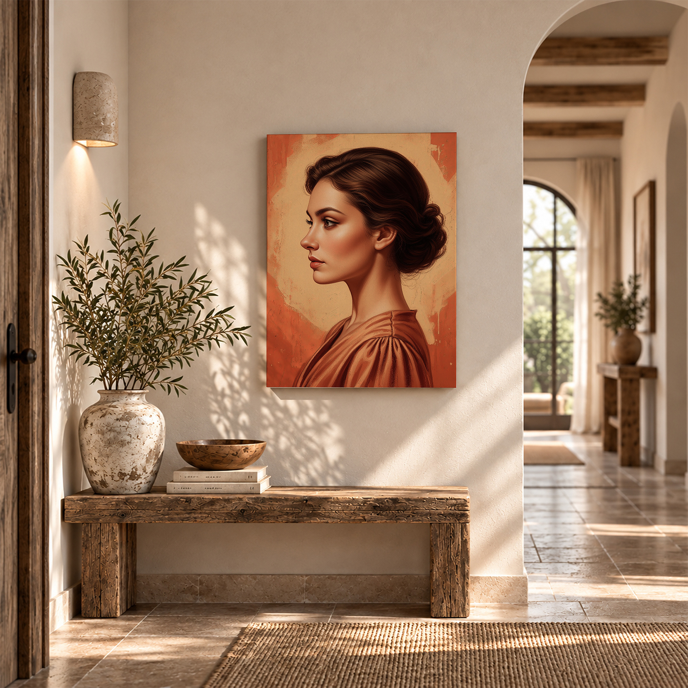 Warm Earth Tones Portrait Framed Canvas Wall Art - Image 6