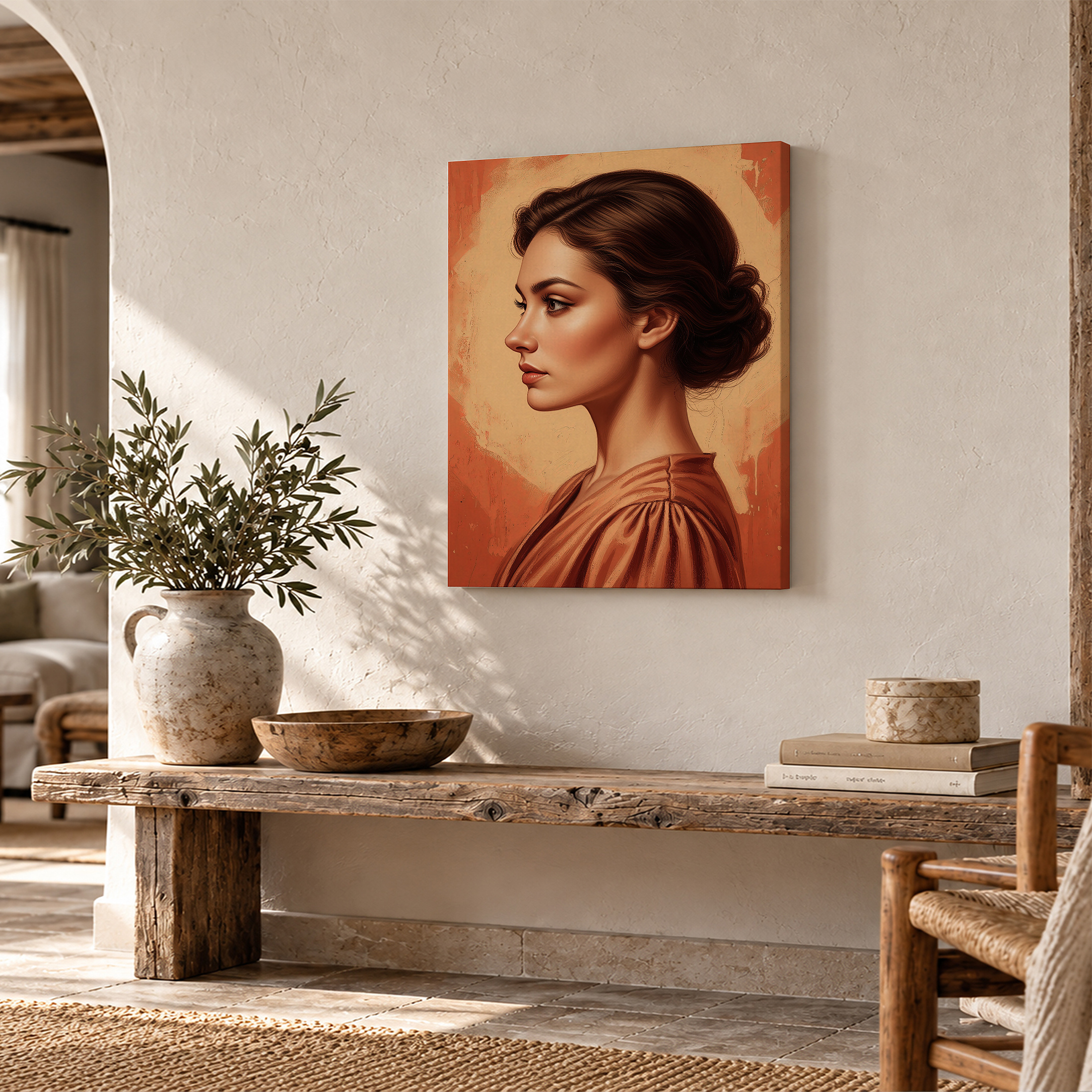 Warm Earth Tones Portrait Framed Canvas Wall Art - Image 2