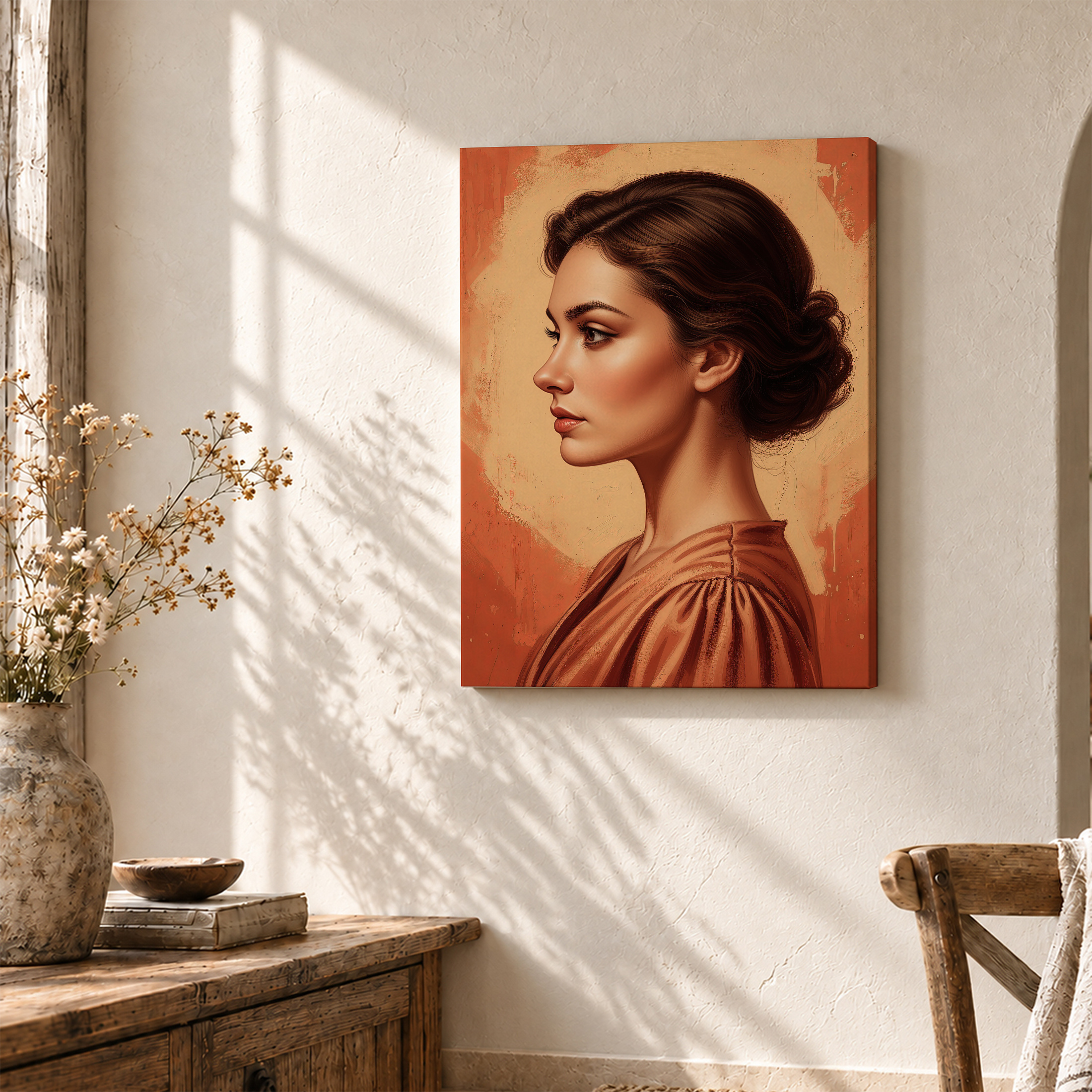Warm Earth Tones Portrait Framed Canvas Wall Art - Image 3