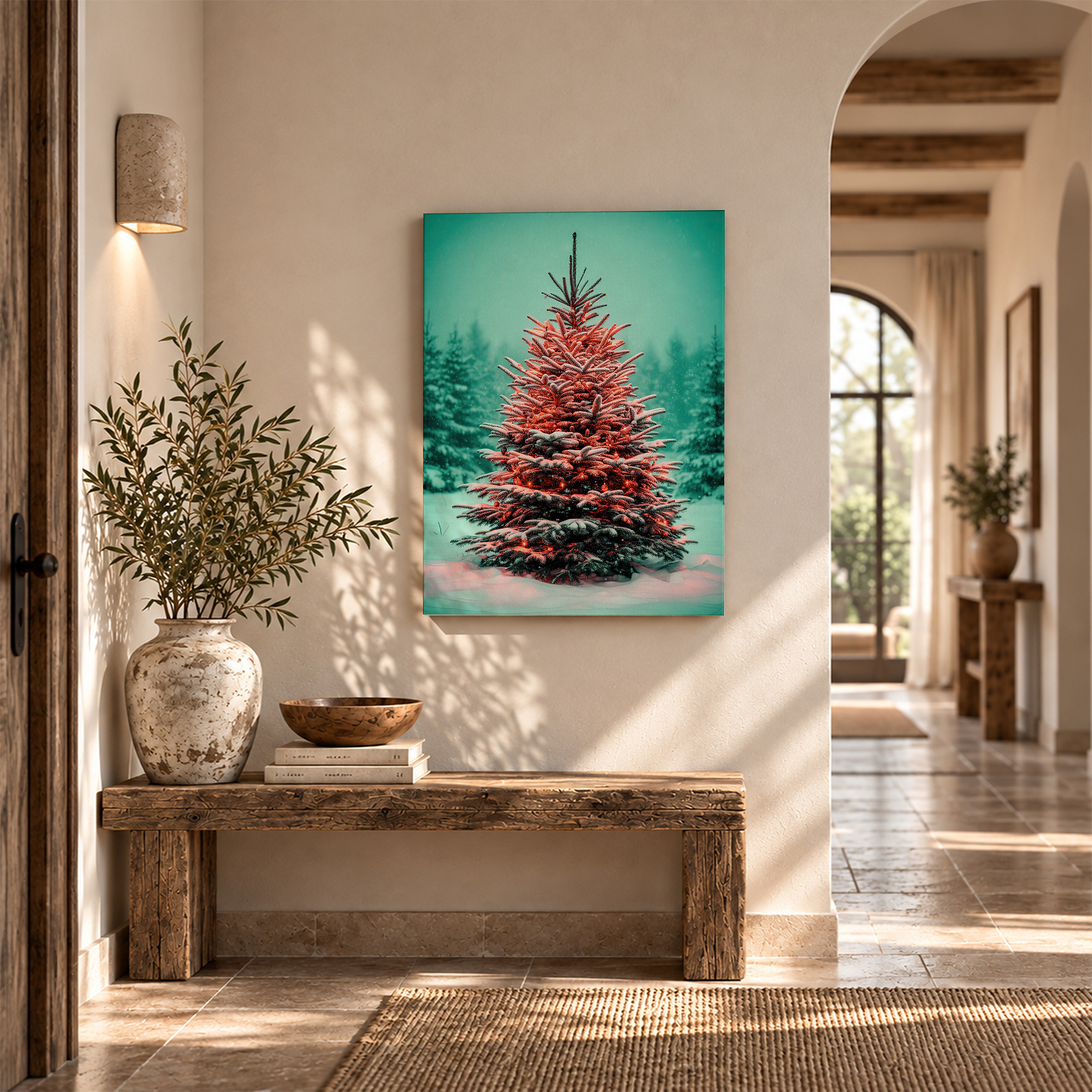 Snowy Christmas Tree Forest Framed Canvas Wall Art Ready to Hang - Image 6